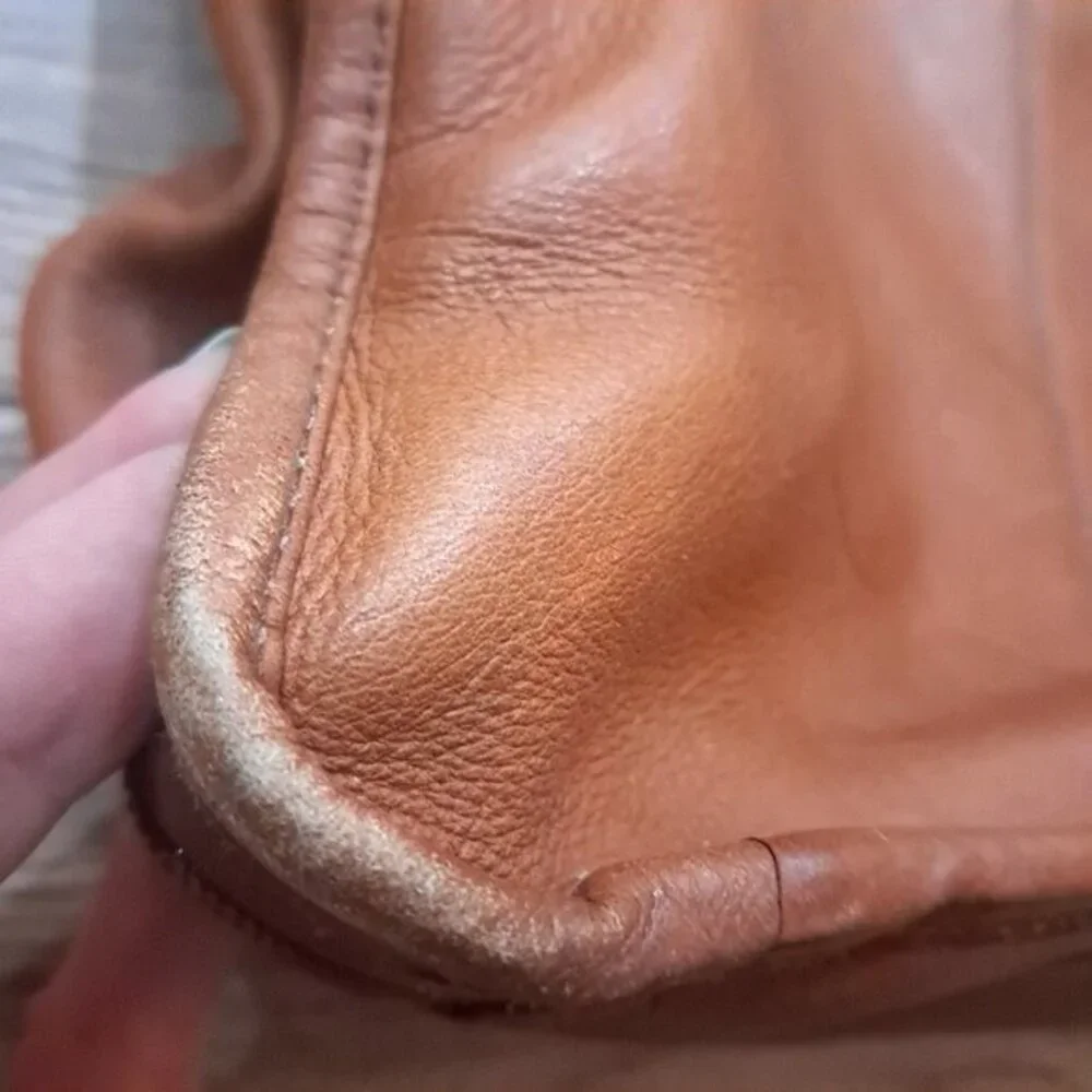EKA Leather Briefcase Crossbody Laptop Document‎ Case camel brown tan Vintage